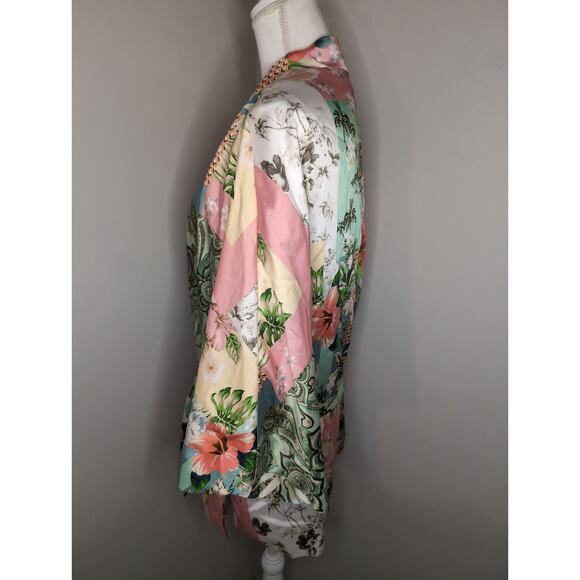 Zara Italian floral paisley tropical patchwork cardigan cover up lg - Picture 2 of 10